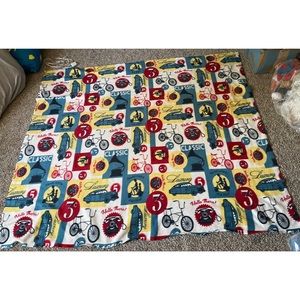 90’s Telephone Cars Motorcycle Bicycle Fleece Throw Blanket 68” x 58”